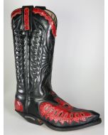 2720 Sendra Cowboystiefel Flor. Negro Python Rojo