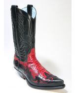 3241 Sendra Cowboystiefel X Flora Negro Pyth. Barr. Rojo