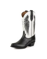 2666 Mayura Cowboystiefel WINGS Black Nappa White Split Suede