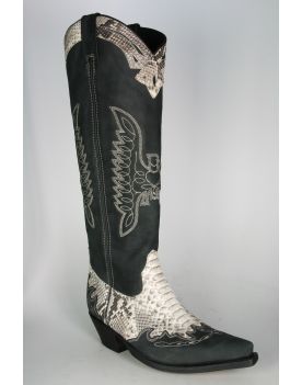 10146 Sancho Hochschaftstiefel Negro Python