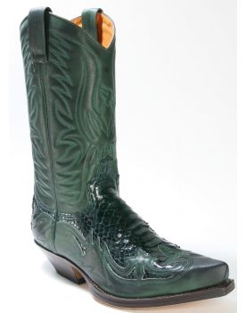 3241 Sendra Cowboystiefel Salvaje Forest Python Barr. Verde