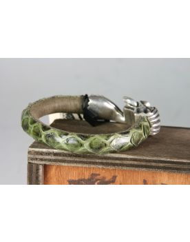 513 Lederarmband Python Verde