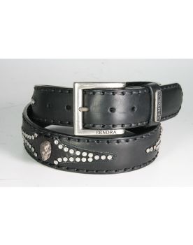8580 Sendra Gürtel schwarz Totenkopf
