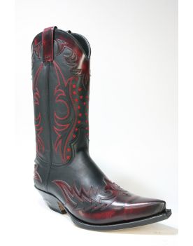 9768 Sendra Boots Cowboystiefel Flora Rojo Dirty Pull Oil Negro