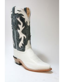 LF1626 Oldwest Cowboystiefel Silver Oaks White Blue