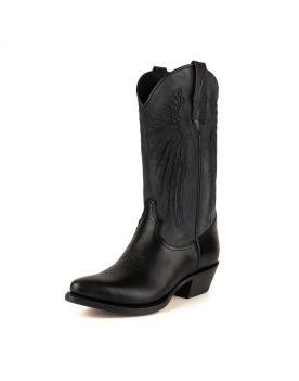 2666 Mayura Cowboystiefel WINGS Black Afelpado