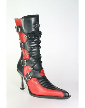 9374 New Rock Stiefel Black Red