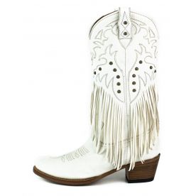  2475 Mayura Fransenstiefel Blanco Bohostyle
