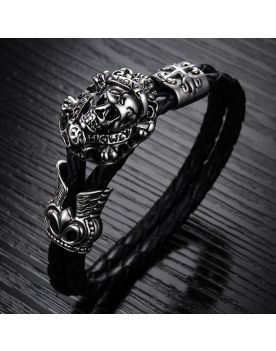 LB110 Lederarmband Black skull love