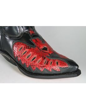 2720 Sendra Cowboystiefel Flor. Negro Python Rojo