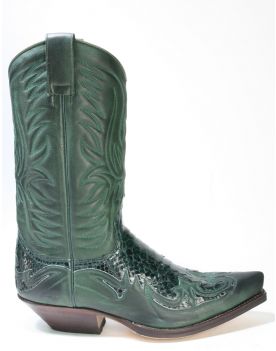 3241 Sendra Cowboystiefel Salvaje Forest Python Barr. Verde