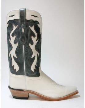 LF1626 Oldwest Cowboystiefel Silver Oaks White Blue