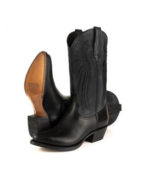 2666 Mayura Cowboystiefel WINGS Black Afelpado
